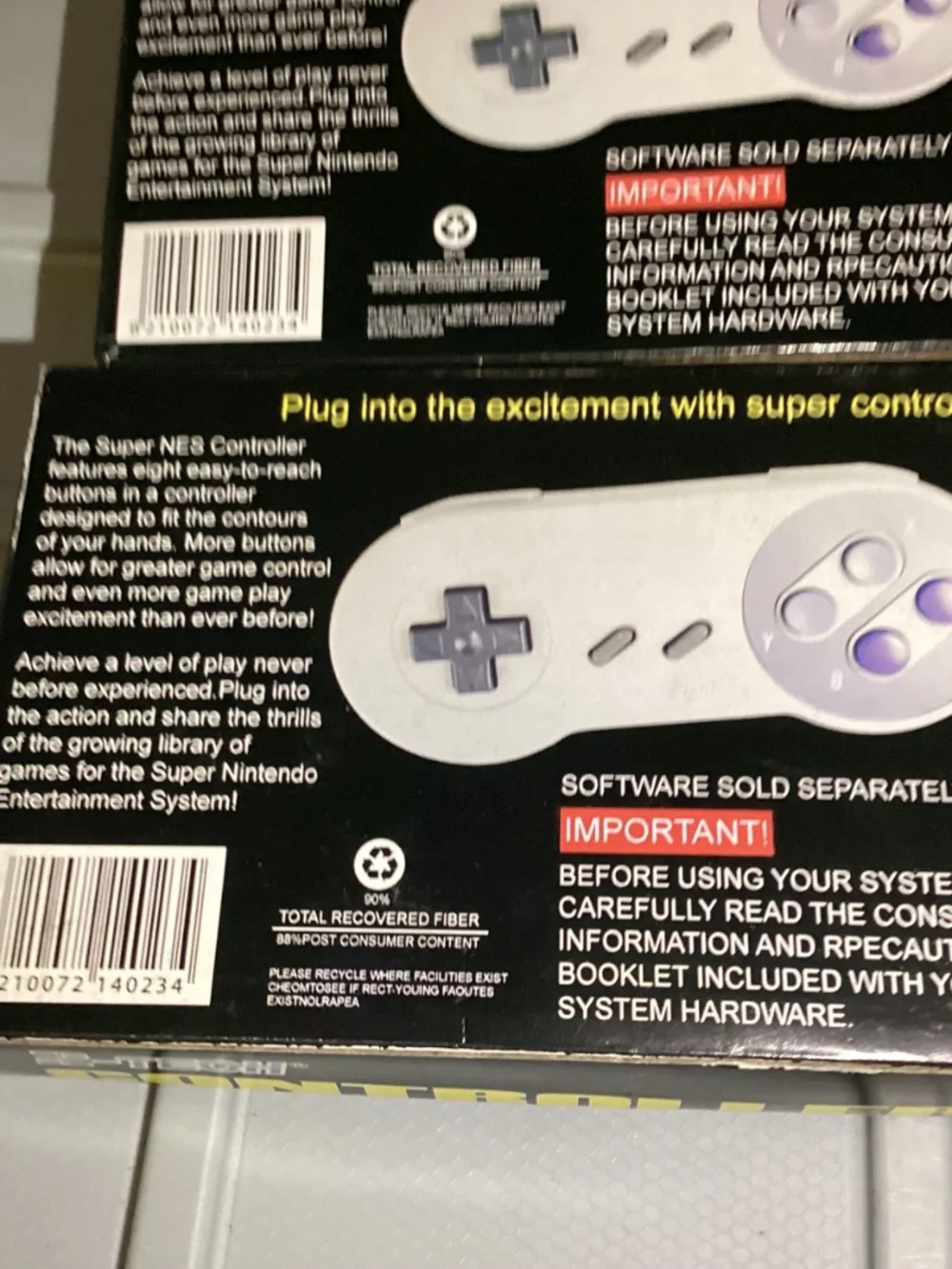 1 2-TECH SUPER NINTENDO SNES CONTROLLER IN BOX Never Used